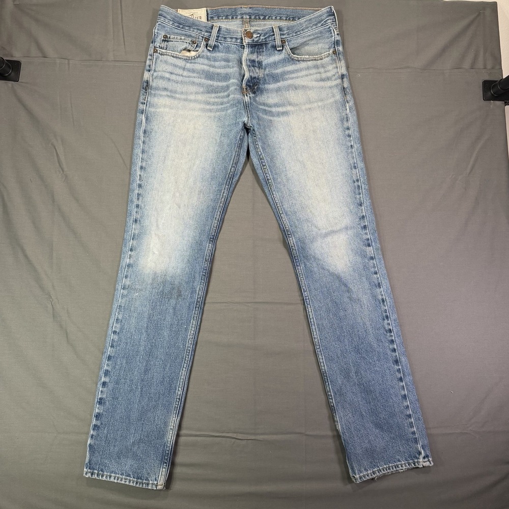Vintage Hollister Slim Straight Jeans Mens W34 L32 Button Fly Medium Wash Denim